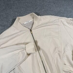 Project Social T Jacket Womens Large Beige French Terry Bomber Full Zip Made USA